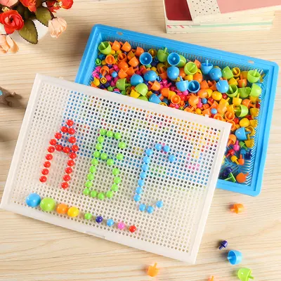 Mushroom nail combination puzzle board children educational puzzle toys 3-7 years baby intelligence boys and girls building blocks - 3
