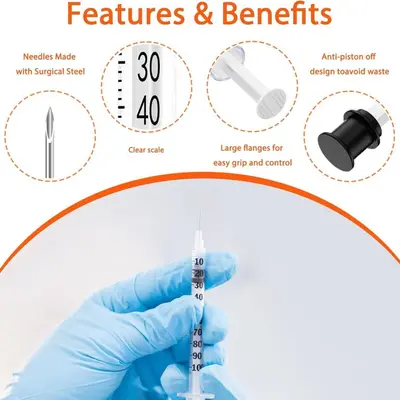 Mikro İğneli Şırınga 1ml/0,5ml, Çok İnce Skala, Enjeksiyon ve Dozlama
