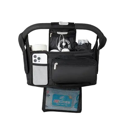 Baby Stroller Hanging Storage Bag with Mommy Pouch and Bottle Organiser - 9