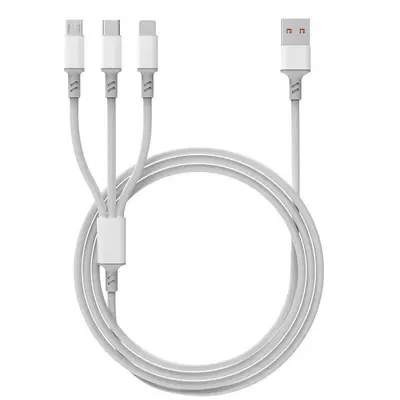 Weißes 3-in-1 Super-Schnelllade-Datenkabel, Ladekabel für eins bis drei Geräte, geeignet für Schnellladen von Apple, Huawei und Android-Mobiltelefonen - 9