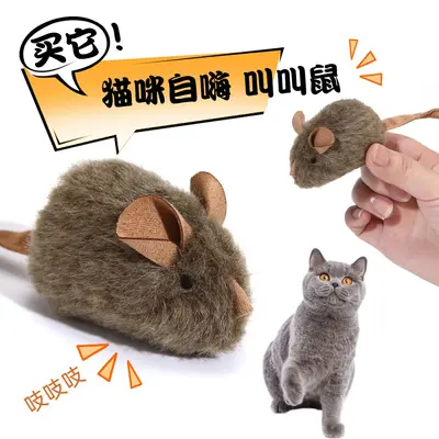 Cat Teaser Wand with Smart Sensor Squeaking Plush Mouse - 1