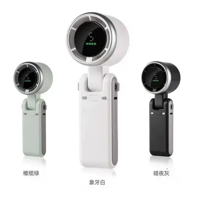 Yüksek hızlı turbo fanlı el tipi mini vantilatör, dijital ekranlı, boyun askılı, katlanabi - 4