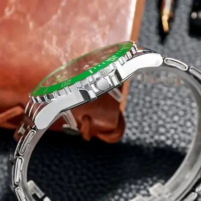 Herrenuhr mit Stahlarmband, Quarz, Leuchtzeiger - 3