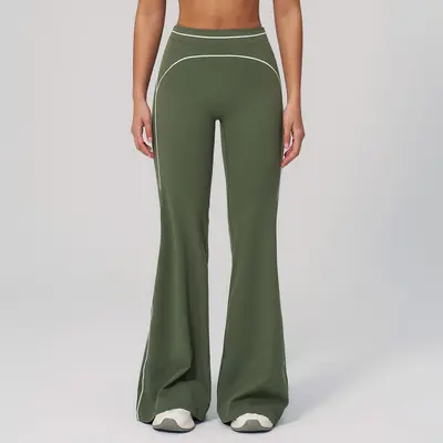 Hochbund-Yoga-Hose mit breitem Bein, locker, Herbst/Winter - 9
