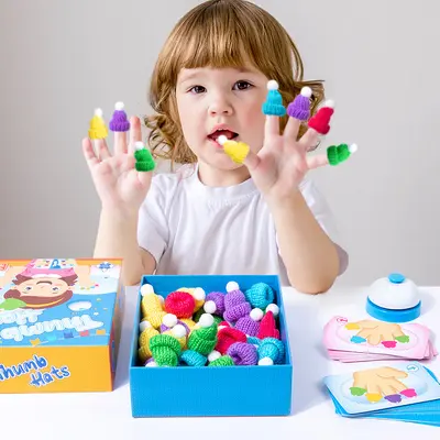 Thumb Cap Left and Right Hand Training Game for Color and Thinking Skills