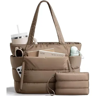 Women's Quilted Multi-Compartment Tote Bag, Short-Distance Travel Bag