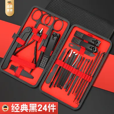 Grenzüberschreitende Nagelschere, Maniküre-Set, schwarz und rot, 24-teiliges Set, schräge Nagelschere, einteiliges Maniküre-Set, Nagelhautschere - 7