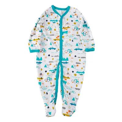 Ayaklı bebek uyku tulumu, yenidoğan tek parça pamuklu pijama