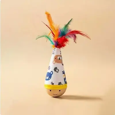Weeble Feather Cat Teaser Wand, Interactive Self-Play Cat Toy