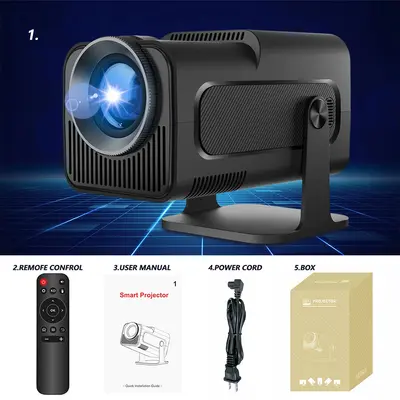 2026 Sınır Ötesi HY320MINI Perlen-Projektor Heimkino Ultra HD Kurzdistanz Mini tragbarer intelligenter Telefon-Projektor - 2
