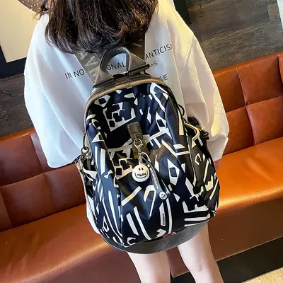 Printed Large Capacity Women's Backpack, Oxford Fabric, Travel - 7