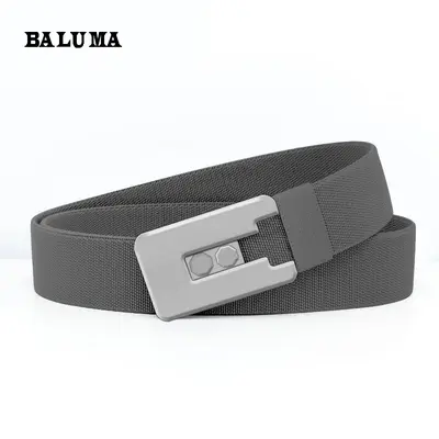 Baluma hochelastischer Segeltuch-Ledergürtel für Herren Nylon-Taktikgürtel modischer Doppelschnallengürtel vielseitiger Hosengürtel - 11
