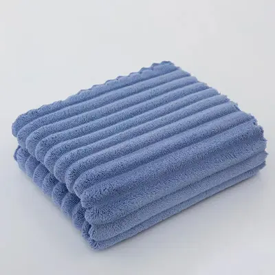 Sugar velvet towel, extra-thickened coconut milk striped coral velvet bath towel, skin-friendly, absorbent, quick-drying adult beach towel - 8
