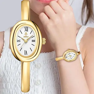 Yalalusi women's oval quartz wristwatch, gold - 2