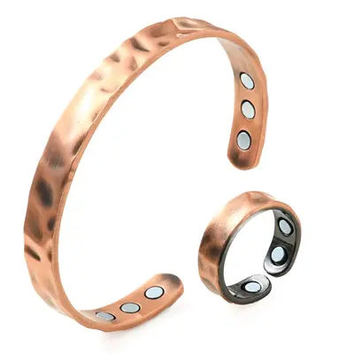 3D Two-Tone Magnetic Stone Bracelet, 9 Magnets, Open Cuff - 10