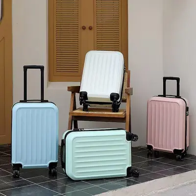 Yeni Model 20 İnç Valiz Çarpışma Koruma Köşesi Saf Renk Minimalist Yüksek Estetik Değer Öğrenci Bavul Elektronik Desen 360 Derece Dönüşlü Tekerlek Kabin Boy