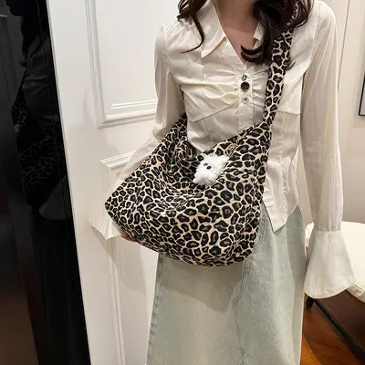 Leopard Print Casual Tote Bag for Women, Large Capacity