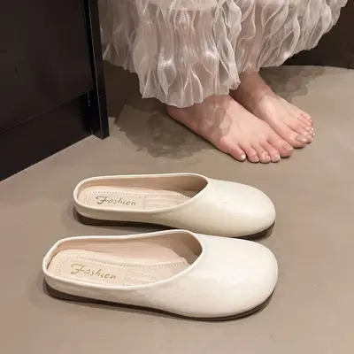 Plus Size Closed-Toe Mule Slippers for Women, Flat Sole - 4