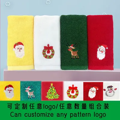 Saf pamuklu Noel mutfak havlusu seti işlemeli Noel logosu banyo el havlusu ihracat Cadılar Bayramı havlusu kişiselleştirme