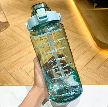 Große Kapazität Sporttrinkflasche 2 Liter Trend-Pipettenglas mit Skalierung tragbares einfaches auslaufsicheres stoßfestes Wasser-Trinkgefäß - 13