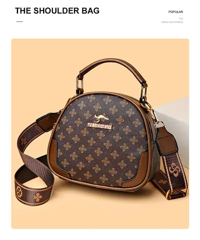Plaid Small Round Women's Crossbody Bag, PU Leather - 8
