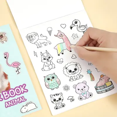 Malbuch mit 12 Seiten, Kinder-Tiermotive und Sticker - 3