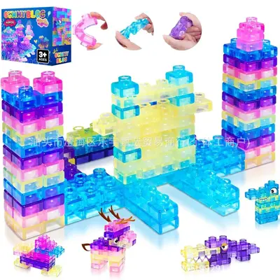 Jelly Blok Oyuncak Seti, Yumuşak Silikon Stres Atıcı, Çocuklar İçin - 3