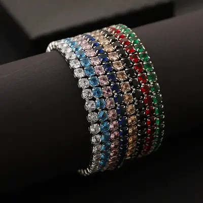 Full Zircon Tennis Couple Bracelet for Men and Women, Colourful Jewellery