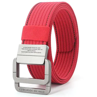 Alloy double ring buckle men's belt Korean style woven nylon tactical sports outdoor pants belt canvas wholesale men's style - 13