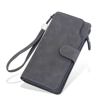 Long Men's Wallet with Multiple Card Slots and Zipper Phone Pocket - 6