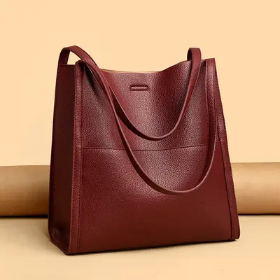Waterproof Soft Leather Women's Tote Bag, Large Capacity - 2