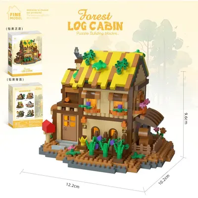 DIY Wooden Forest Log Cabin Building Block Set for Children - 12