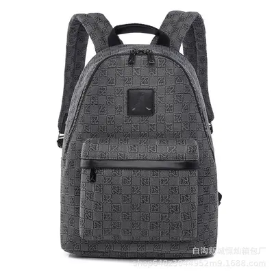 Checkerboard Letter Print Backpack, Large Capacity, for School and Travel - 13