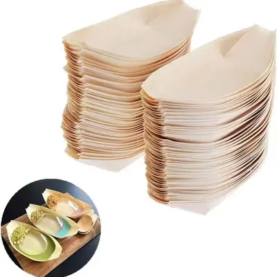 Einweg-Holzbootschale für Sushi und Snacks
