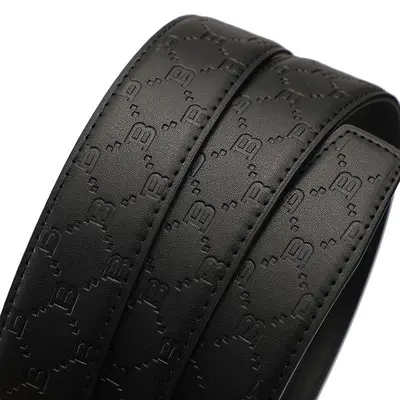 Otomatik tokalı askısız kemer 3.5cm erkek modaya uygun çok yönlü gündelik mektup desen iş kemeri pantolon cebi üreticisi