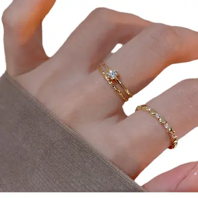 Zircon stone ring, natural color, open design
