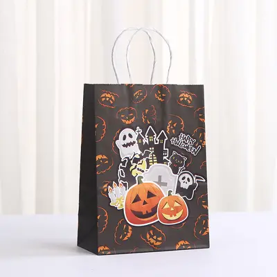 Halloween Printed Kraft Paper Gift Bag, Party Candy Bag