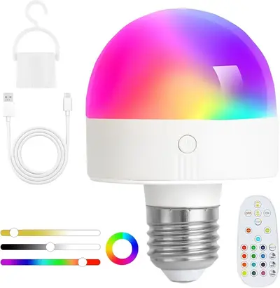 Rechargeable RGB Bulb with Remote Control, Wireless - 11
