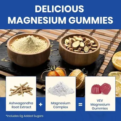 Ashwagandha ve L-Teanin içeren magnezyum yumuşak şeker, 90 adet
