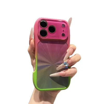 Gradient aurora dual-colour phone case, large window design, compatible iPhone 16-18 Pro M