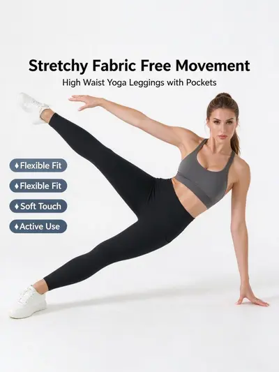 High-Waist Peach Hip Long Yoga Pants, Stretch Sports Leggings
