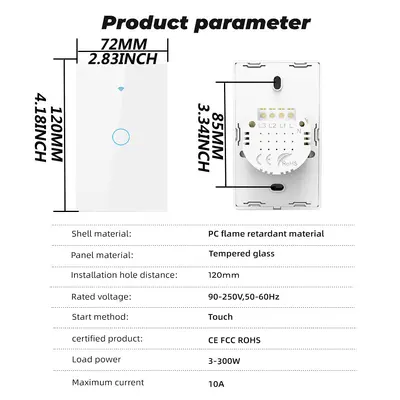 Tuya Smart Switch US/AU Standard Alexa Voice Control Single Neutral Fire Universal WiFi Smart Switch Panel