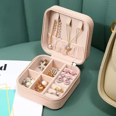 PU Earring Storage Box Necklace Jewelry Organizer Ring Earring Small Jewelry Box Portable Jewelry Storage Case