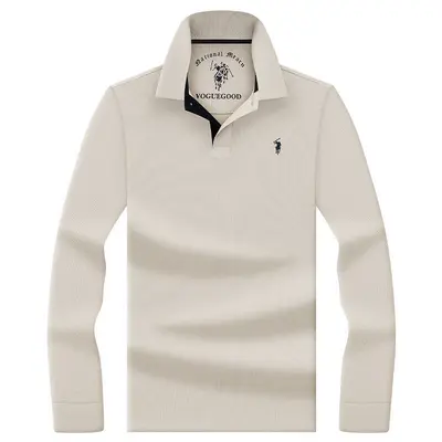 Herren-Langarm-Poloshirt, mercerisierte Baumwolle, Frühling Herbst - 10