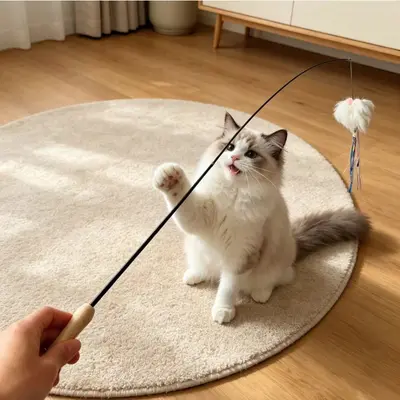 Three-Section Telescopic Cat Feather Wand with Bell - 4