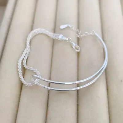 Cross-border best-selling Temu product: unique electroplated 925 knotted double chain bracelet for women. - 8