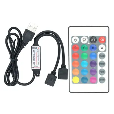 Kızılötesi 24 tuşlu usb denetleyicili renkli ışık, kızılötesi led ışık şeridi uzaktan kumandalı led dimmer ile rgb ışık