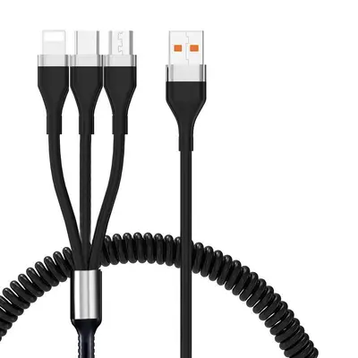 240W süper hızlı şarj yayı üçü bir arada veri kablosu Apple Android Tipi geri çekilebilir şarj kablosu cep telefonu için uygundur