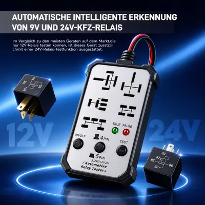 Car Relay Tester, 4-Pin and 5-Pin Relay Analyzer, 12V - 3