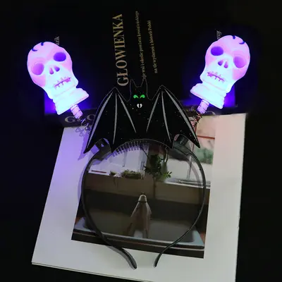 Halloween Pumpkin Ghost Headband with Glowing Skull Hair Hoop - 10
